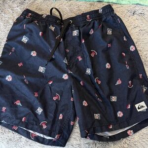 Quiksilver Dark Blue Graphic Swim Shorts